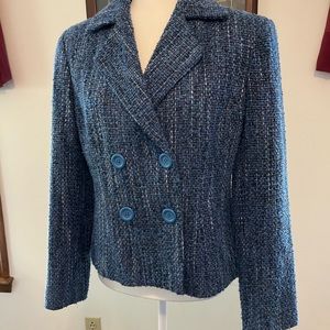 Blue tweed double breasted jacket